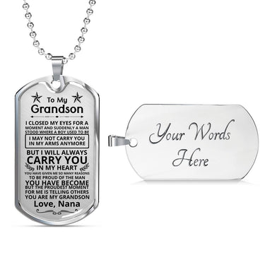 Grandson (Carry You) Dog Tag Necklace - Love You This Much